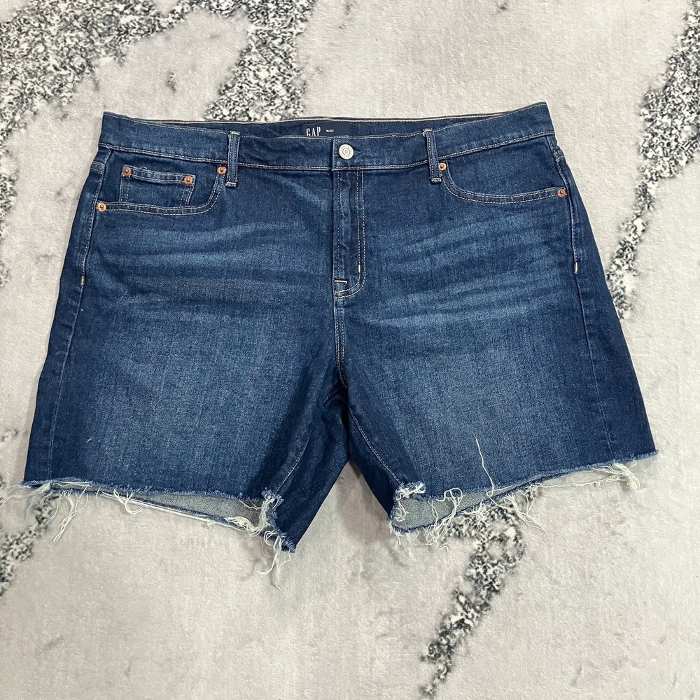 Gap Denim Women's Size 16/33 5in Shorts Dark Indigo Raw Hem Cutoff Jean Shorts